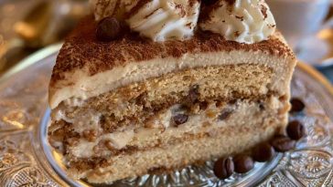 Moist coffee cake layered with creamy frosting, inspired by a latte.