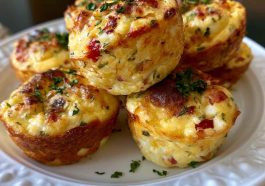 Cheesy cottage cheese egg bites baked in a muffin tin until golden.