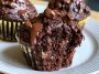 Double chocolate muffins with chocolate chips, rich and moist texture.