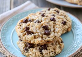 Crispy rice krispie chocolate chip cookies with golden edges, soft centers, and crunchy texture from cereal pieces.