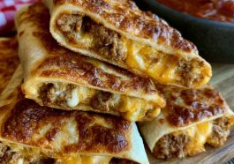Cheesy taco sticks filled with seasoned beef and melted cheese.