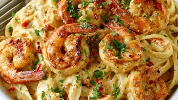 Creamy Cajun shrimp and crab pasta with tender seafood, rich sauce, and perfectly cooked pasta, garnished with parsley.