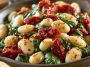 Tuscan butter beans with spinach and sun-dried tomatoes in a creamy sauce.