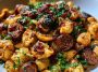 One-pot honey BBQ sausage pasta made with smoky sausage, tender pasta, and a rich honey barbecue sauce garnished with parsley.