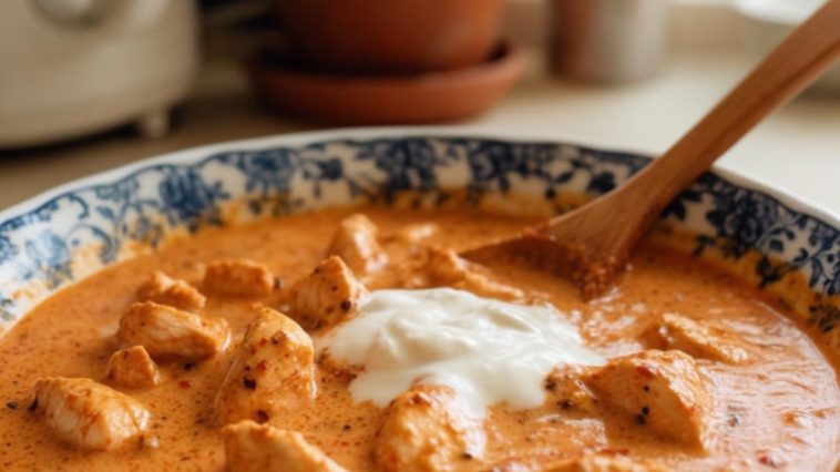 “Authentic butter chicken with rice butter chicken recipeand herbs”